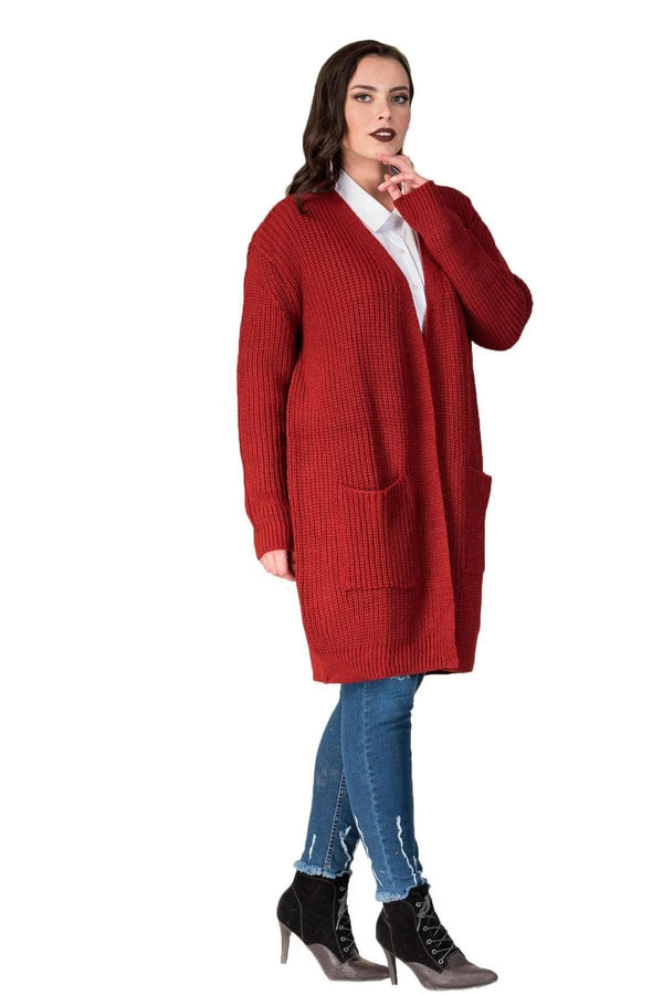 Hanezza Çiçek Desenli Yırtıklı Triko Hırka - Büyük Beden