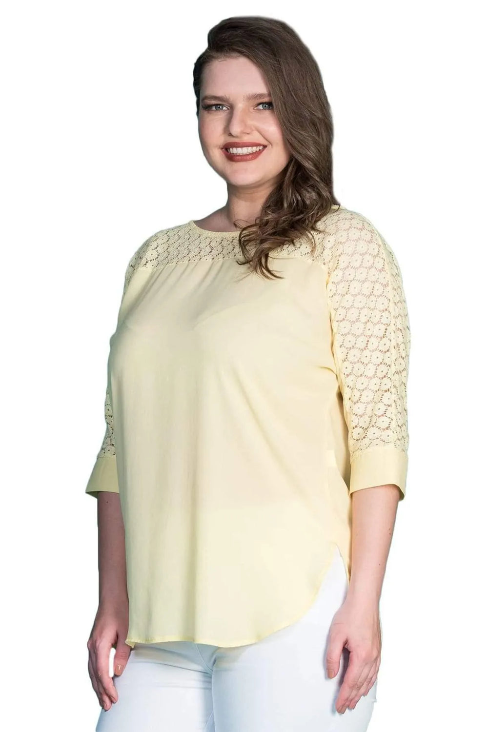 Hanezza Lace Detailed Crepe Blouse - Floral Patterned Cotton Viscose Summer Top - Image 5