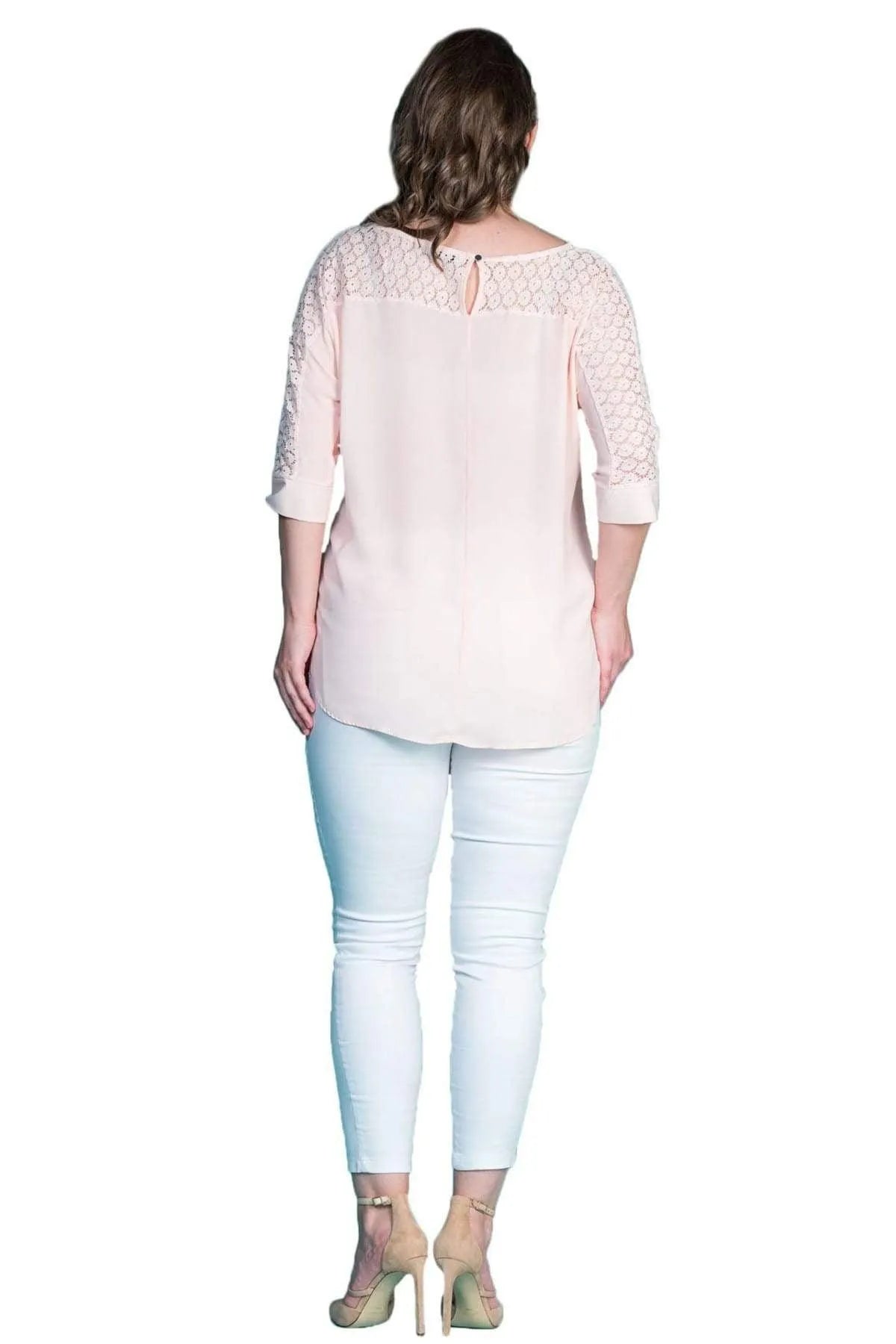 Hanezza Dantelli Krep Bluz - Çiçek Desenli Pamuklu Viskon Yazlık