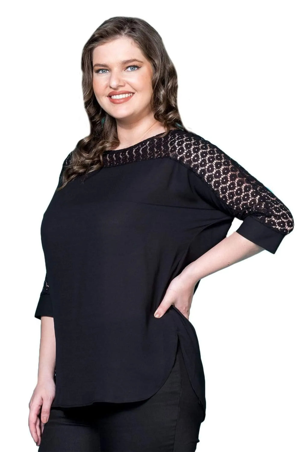 Hanezza Lace Detailed Crepe Blouse - Floral Patterned Cotton Viscose Summer Top - Image 10