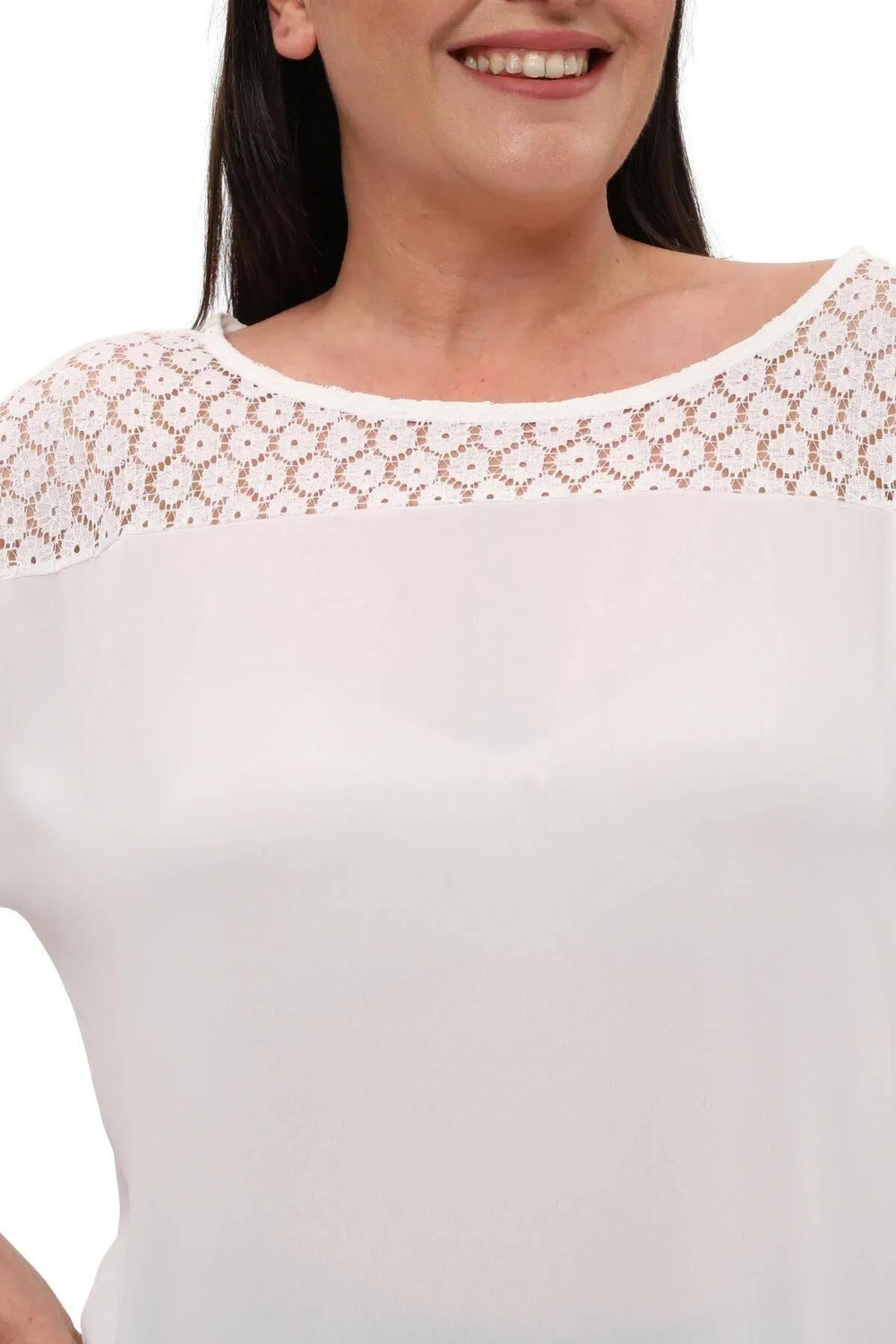 Hanezza Lace Detailed Crepe Blouse - Floral Patterned Cotton Viscose Summer Top - Image 14