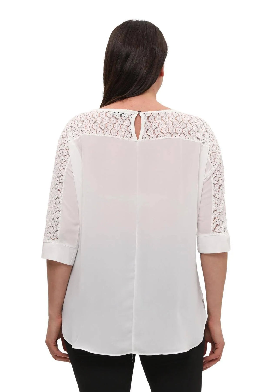 Hanezza Lace Detailed Crepe Blouse - Floral Patterned Cotton Viscose Summer Top - Image 16