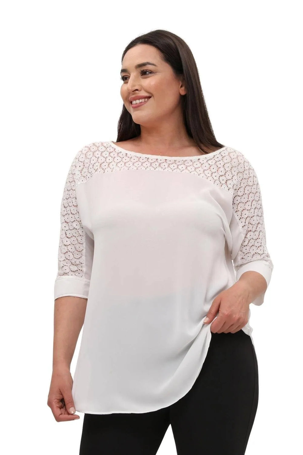 Hanezza Lace Detailed Crepe Blouse - Floral Patterned Cotton Viscose Summer Top - Image 15