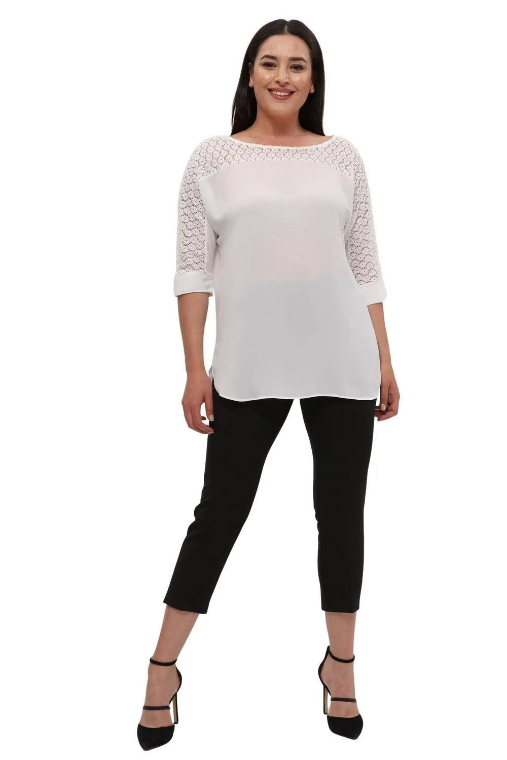 Hanezza Lace Detailed Crepe Blouse - Floral Patterned Cotton Viscose Summer Top - Image 17