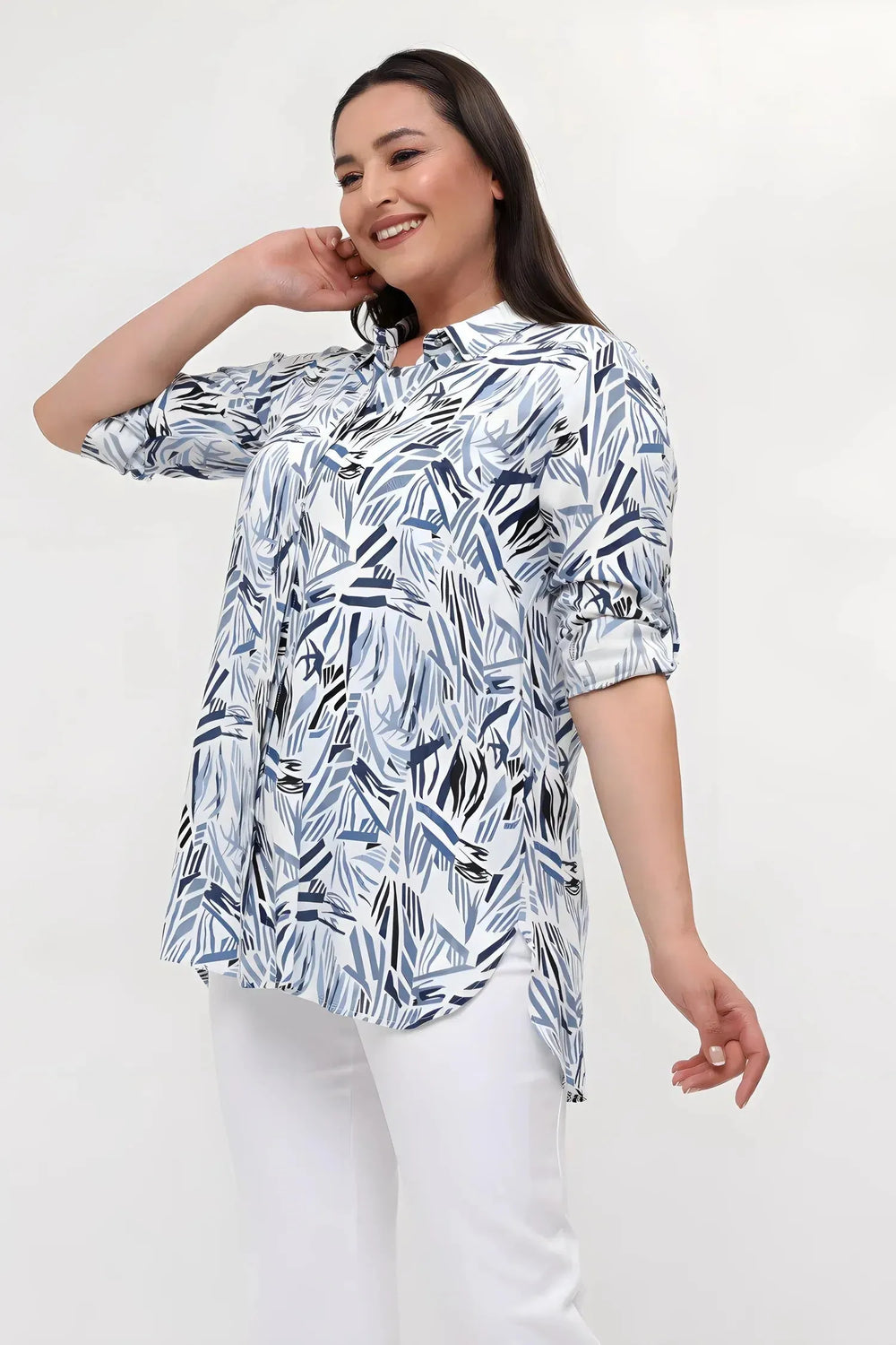 HANEZZA Patterned Viscose Tunic - Plus Size Cotton Blouse - Image 6