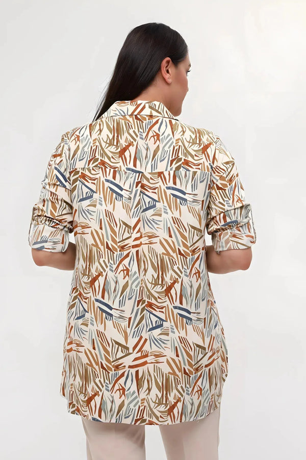 HANEZZA Patterned Viscose Tunic - Plus Size Cotton Blouse