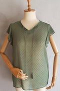 Hanezza Bluse mit Rüschenärmeln und Blumenmuster – Baumwoll-Viscose