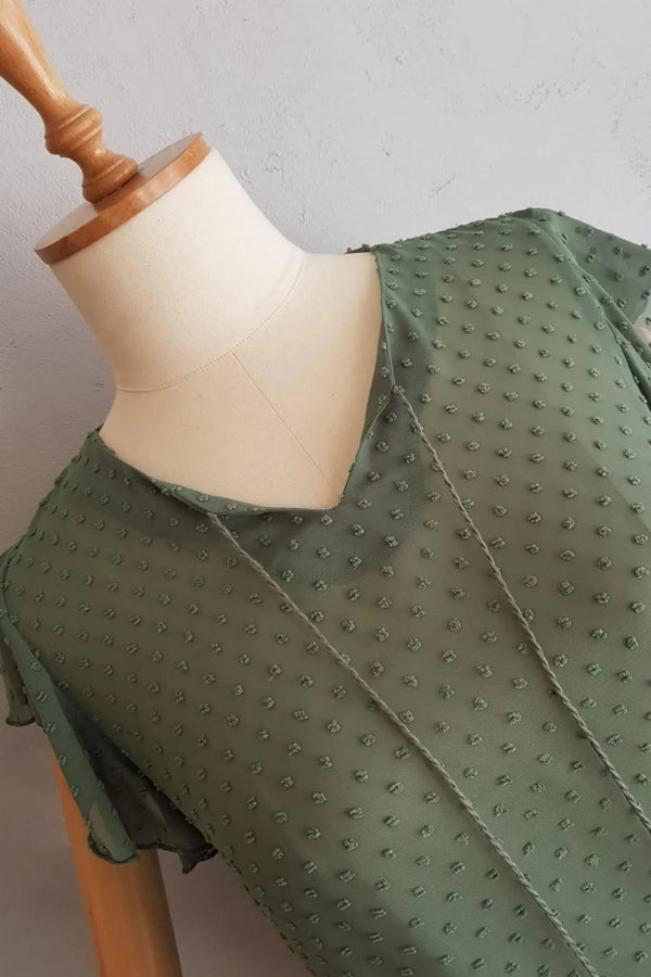 Hanezza Ruffle Sleeve Floral Print Blouse - Cotton Viscose