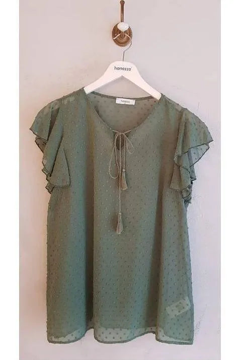 Hanezza Ruffle Sleeve Floral Print Blouse - Cotton Viscose - Image 4