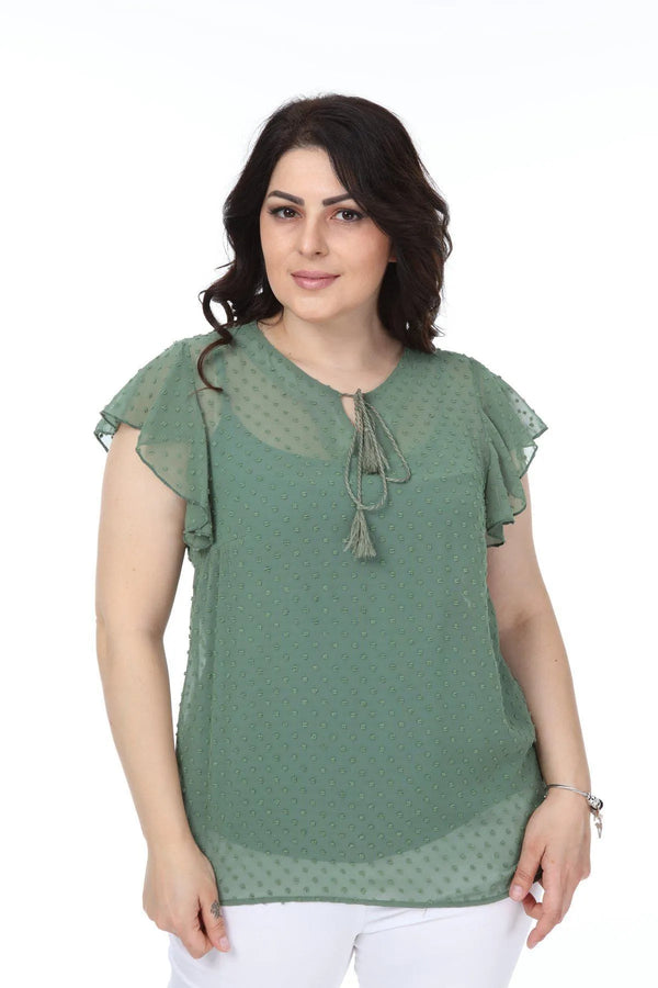 Hanezza Ruffle Sleeve Floral Print Blouse - Cotton Viscose