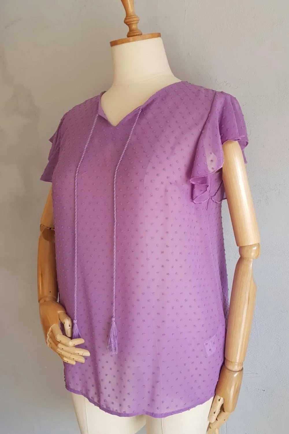 Hanezza Ruffle Sleeve Floral Print Blouse - Cotton Viscose - Image 14