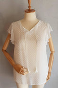 Hanezza Bluse mit Rüschenärmeln und Blumenmuster – Baumwoll-Viscose