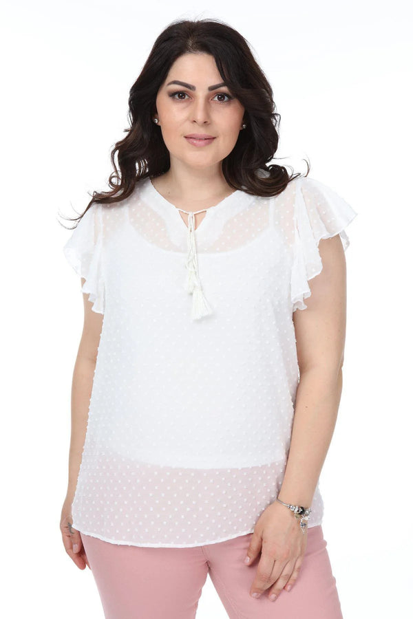 Hanezza Ruffle Sleeve Floral Print Blouse - Cotton Viscose