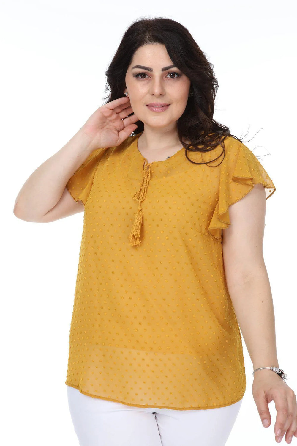 Hanezza Ruffle Sleeve Floral Print Blouse - Cotton Viscose - Image 30