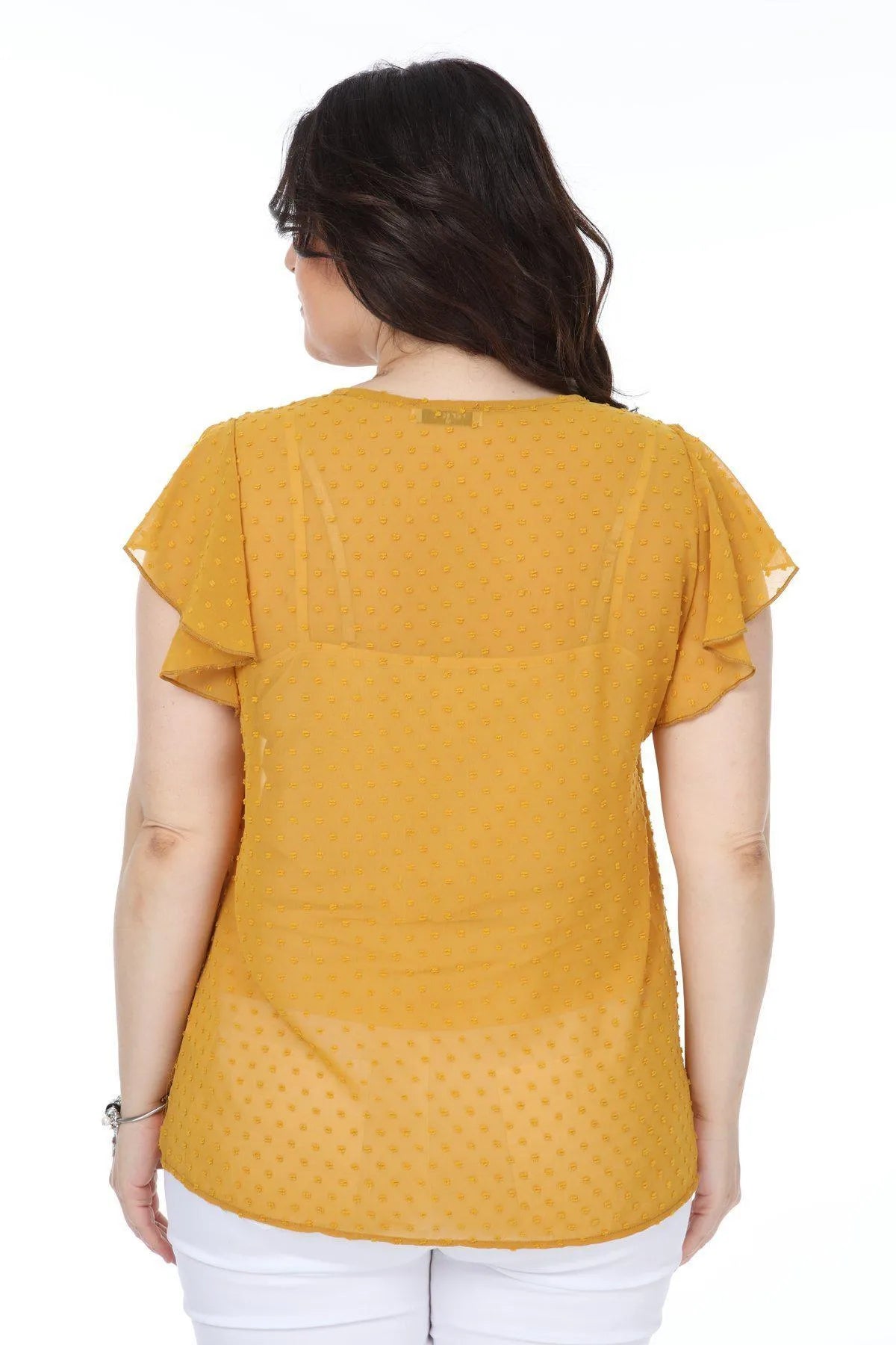 Hanezza Bluse mit Rüschenärmeln und Blumenmuster – Baumwoll-Viscose