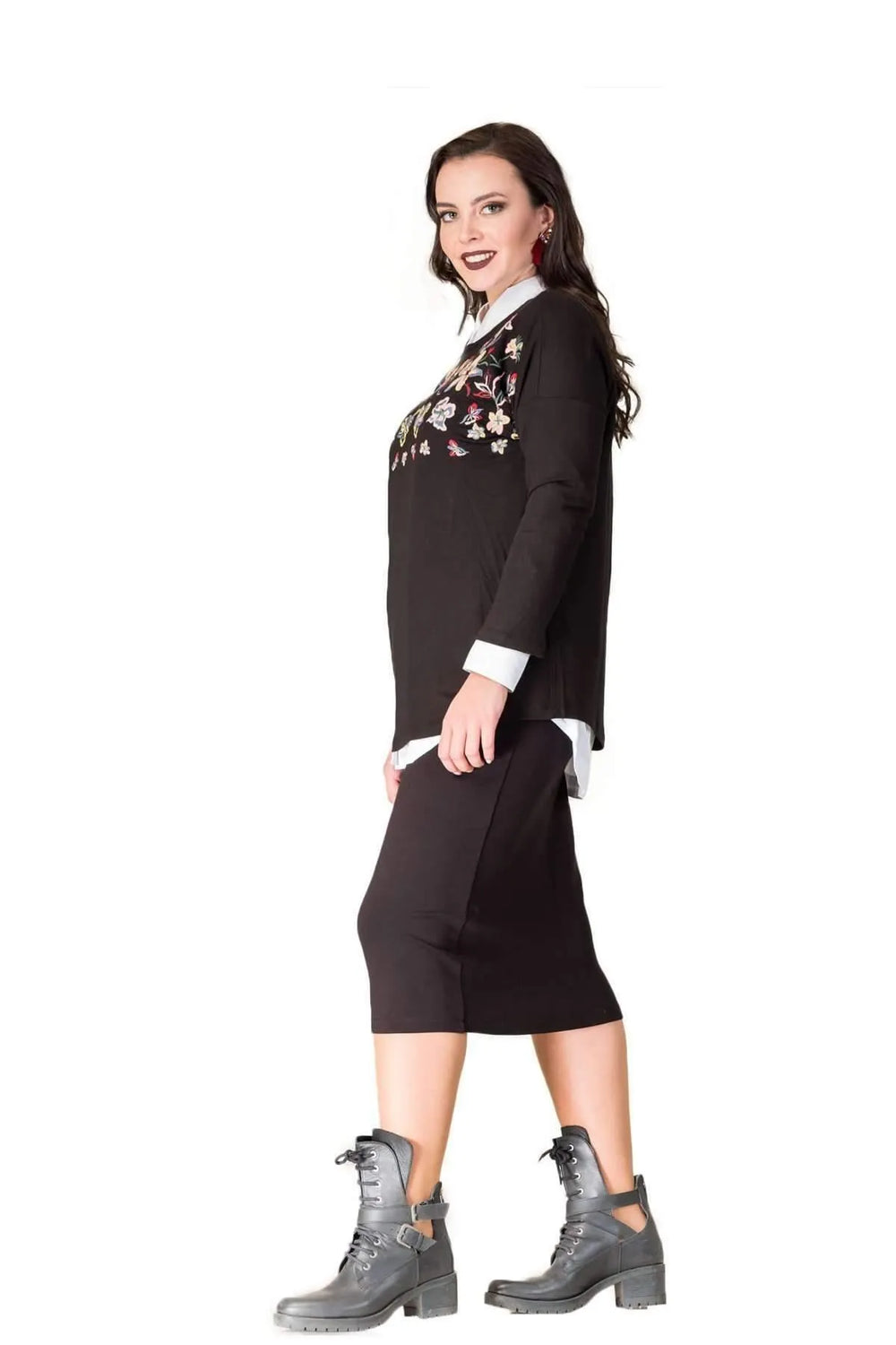 Hanezza Fine Knit Blouse - Floral Patterned Plus Size Cotton Viscose - Image 11