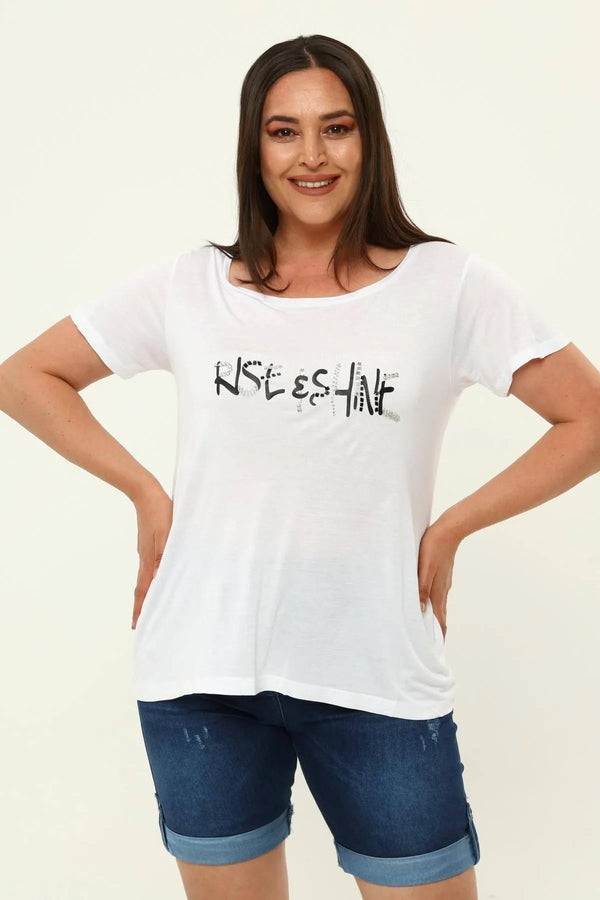 Hanezza Embroidered Floral Pattern T-Shirt - 100% Cotton Viscose