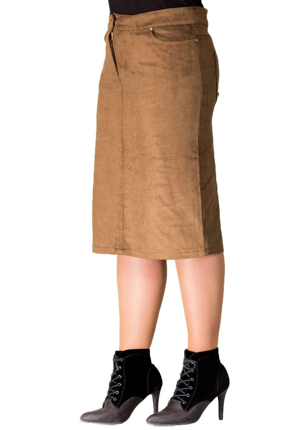 Hanezza Kadife Etek - Çiçek Desenli Pamuklu Viskon Kadın Eteği - Image 11