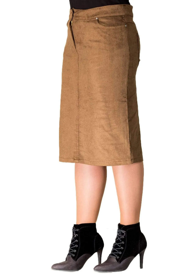 Hanezza Kadife Etek - Çiçek Desenli Pamuklu Viskon Kadın Eteği