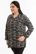 Hanezza Leopardenmuster Plus Size Bluse - Baumwoll-Viscose