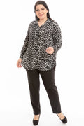 Hanezza Leopardenmuster Plus Size Bluse - Baumwoll-Viscose