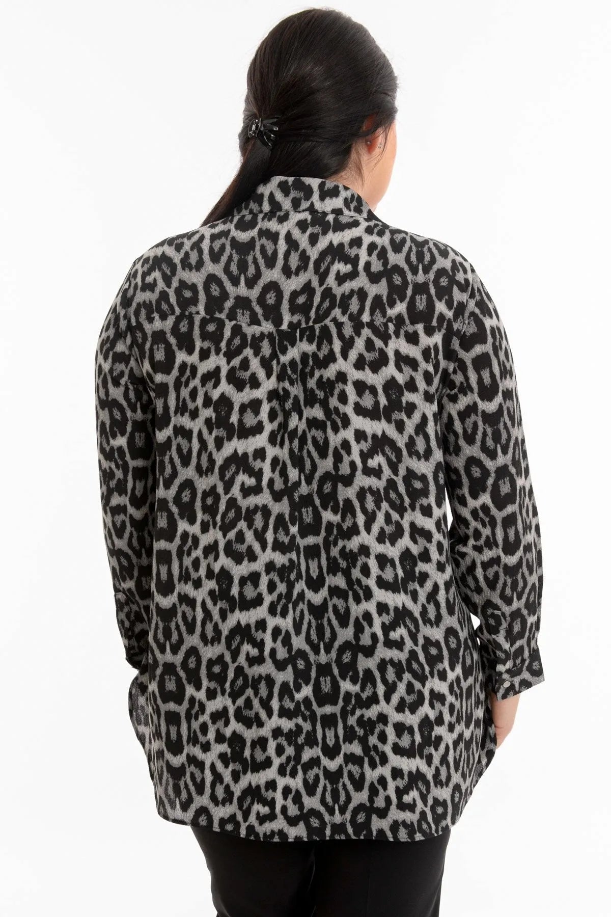 Hanezza Leopardenmuster Plus Size Bluse - Baumwoll-Viscose