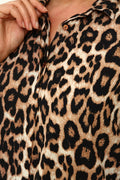 Hanezza Leopardenmuster Plus Size Bluse - Baumwoll-Viscose
