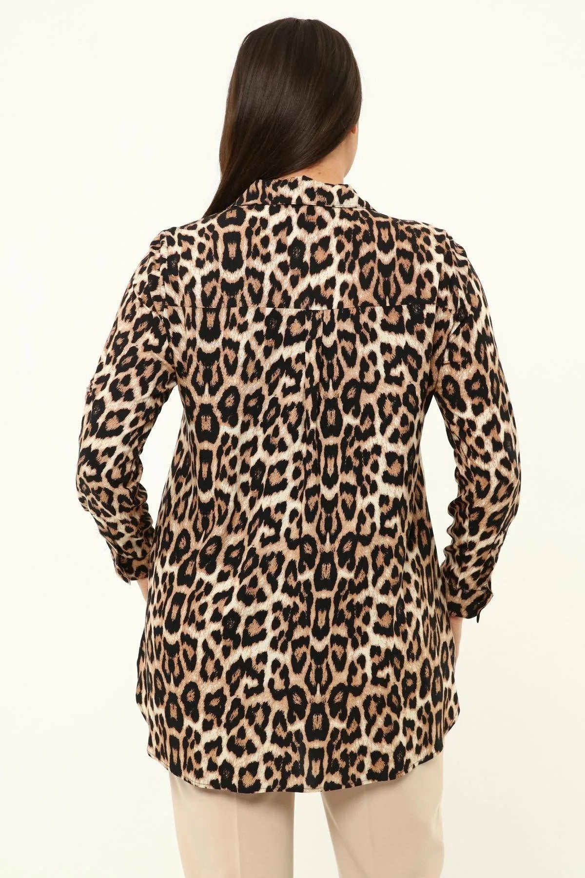 Hanezza Leopardenmuster Plus Size Bluse - Baumwoll-Viscose