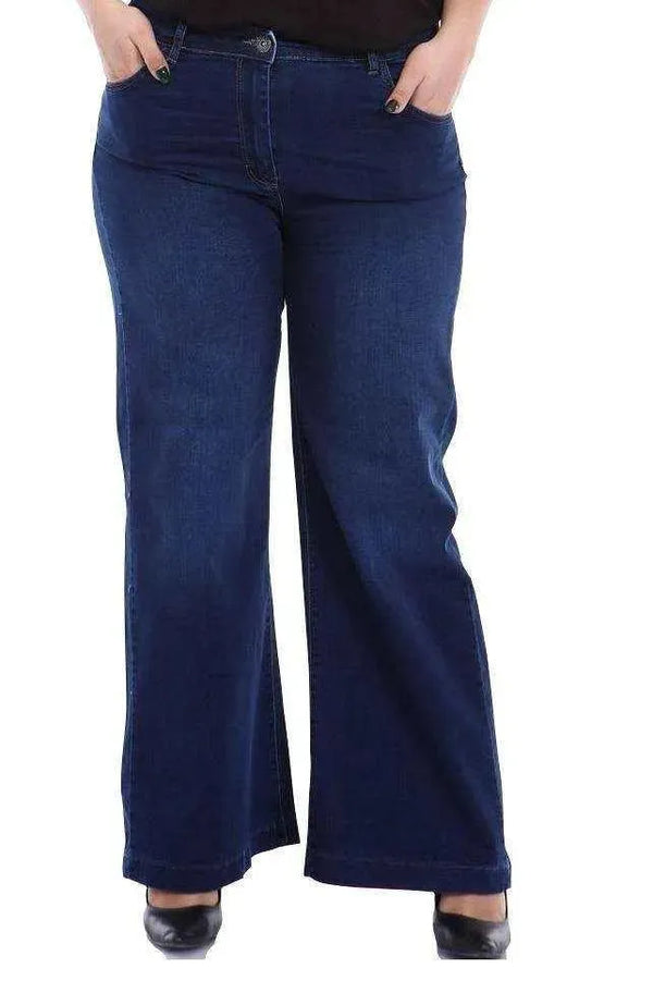 Джинсы с высокой талией и широкими штанинами из эластичного денима: стильно и комфортно