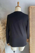Gemusterte Übergrößen-Bluse aus mercerisierter Viscose mit Rundhalsausschnitt