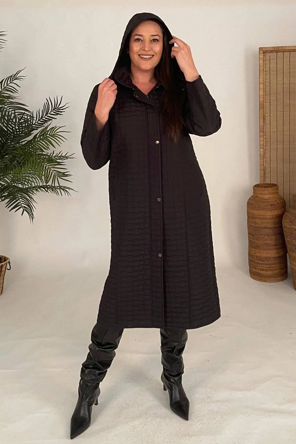 HANEZZA Waterproof Quilted Coat - Plus Size Hooded - Image 1