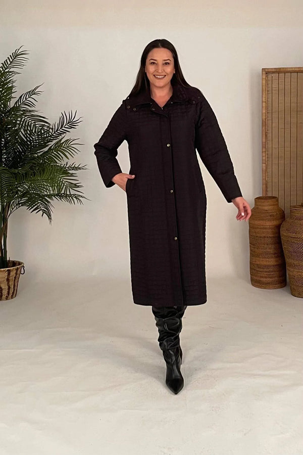 HANEZZA Waterproof Quilted Coat - Plus Size Hooded