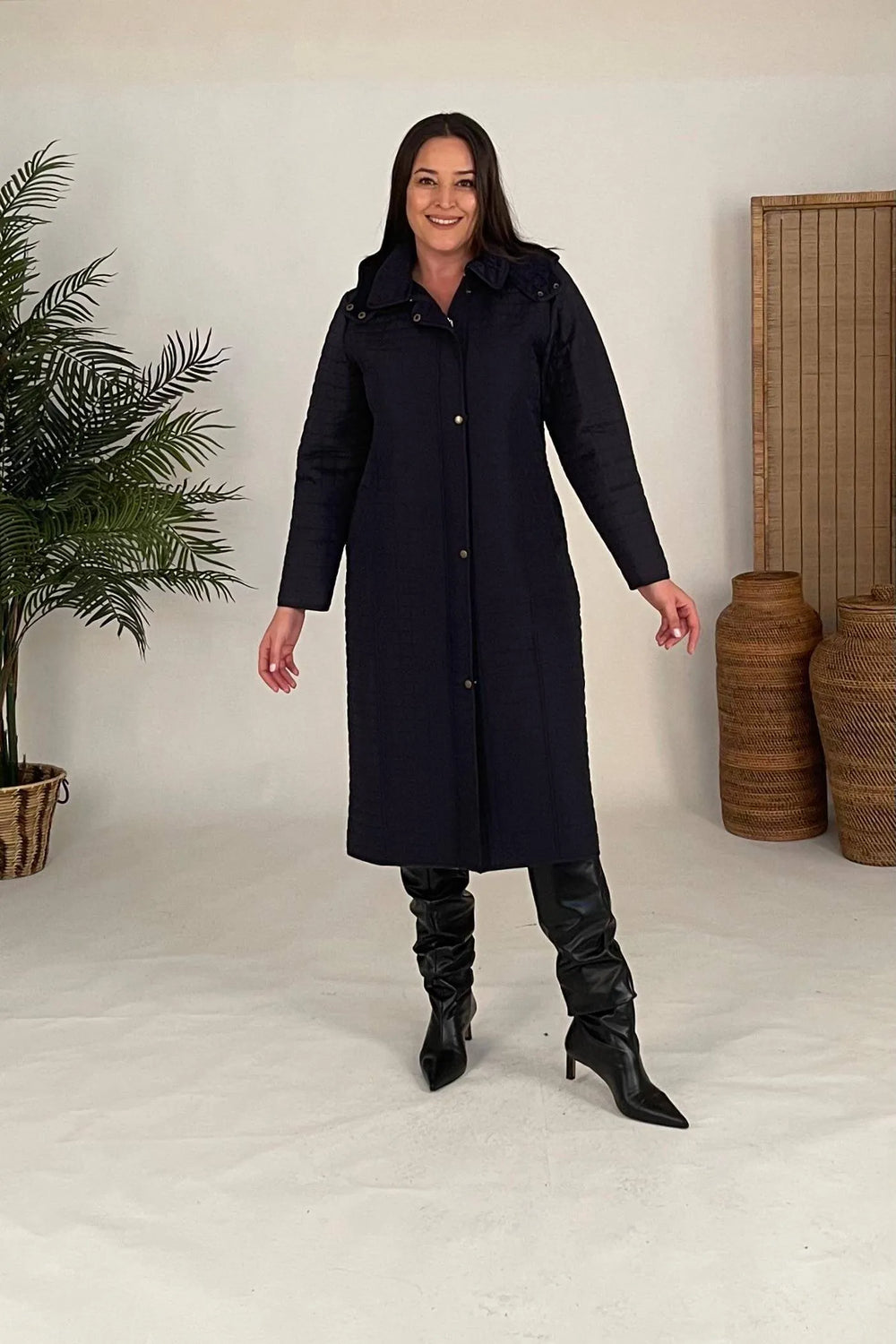 HANEZZA Waterproof Quilted Coat - Plus Size Hooded - Image 9