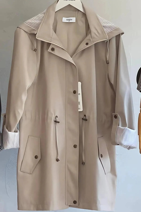Hanezza Su Geçirmez Kapüşonlu Büyük Beden Trençkot - Minimalist