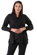 Jesica Chiffonbluse Große Größen mit Schleifenkragen und langen Ärmeln