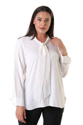 Jesica Chiffonbluse Große Größen mit Schleifenkragen und langen Ärmeln