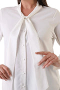 Jesica Chiffonbluse Große Größen mit Schleifenkragen und langen Ärmeln