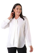 Jesica Chiffonbluse Große Größen mit Schleifenkragen und langen Ärmeln
