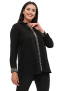 "Handgefertigt" Jessica Handbestickte Crêpe Bluse - Eleganz in großen Größen