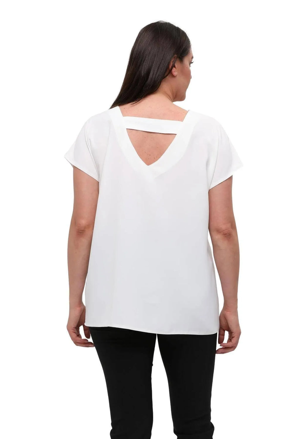 Jessica Plus Size Crepe Blouse with V-Neck and Back Detail - Office & Daily - Image 4