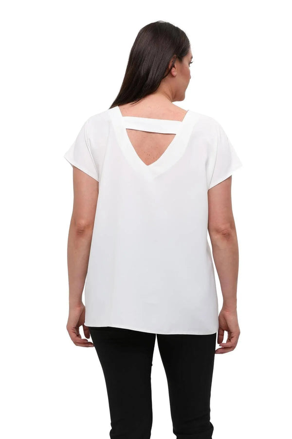 Jessica Plus Size Crepe Blouse with V-Neck and Back Detail - Office & Daily