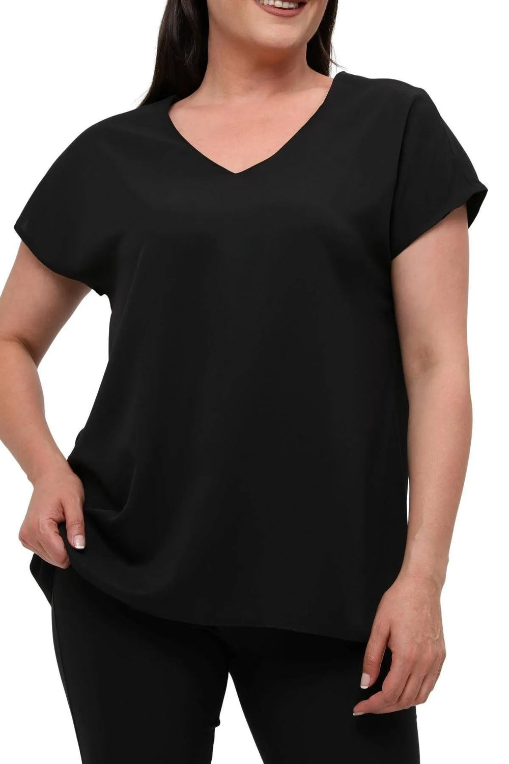 Jessica Plus Size Crepe Blouse with V-Neck and Back Detail - Office & Daily - Image 8