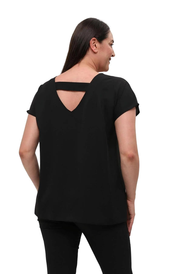 Jessica Plus Size Crepe Blouse with V-Neck and Back Detail - Office & Daily