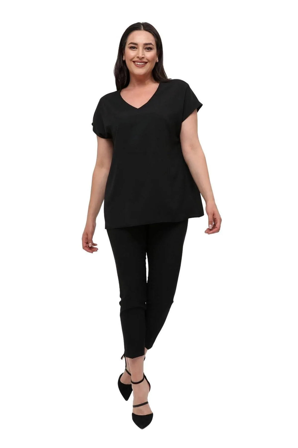 Jessica Plus Size Crepe Blouse with V-Neck and Back Detail - Office & Daily - Image 11