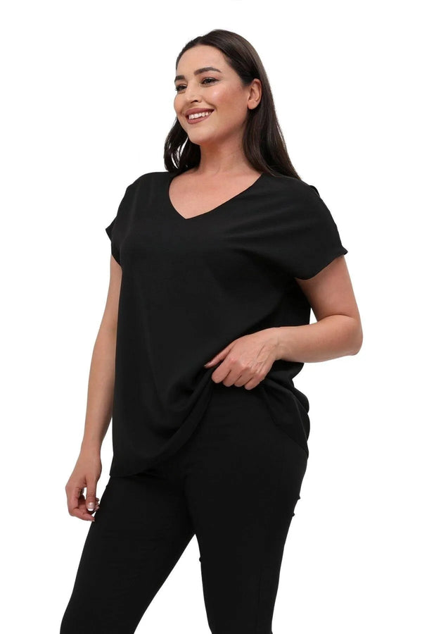 Jessica Plus Size Crepe Blouse with V-Neck and Back Detail - Office & Daily