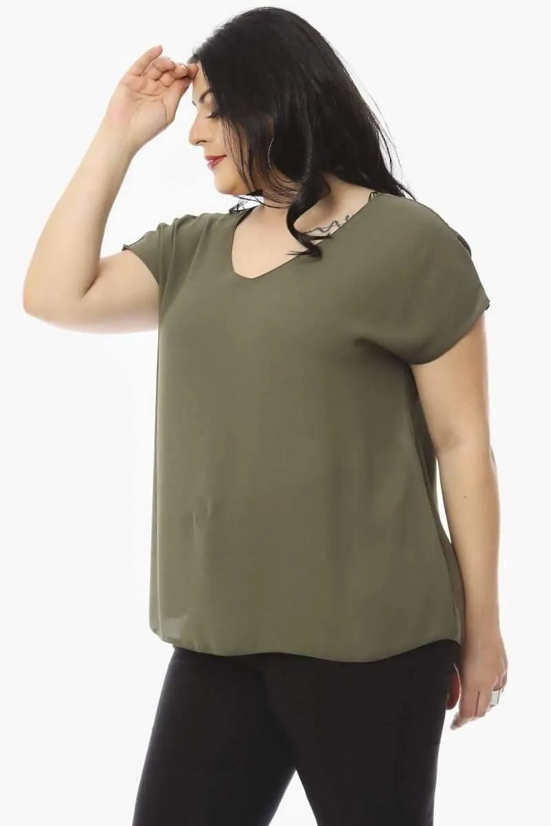 Jessica Plus Size Crepe Blouse with V-Neck and Back Detail - Office & Daily - Image 16