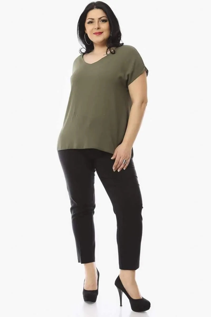 Jessica Plus Size Crepe Blouse with V-Neck and Back Detail - Office & Daily - Image 15