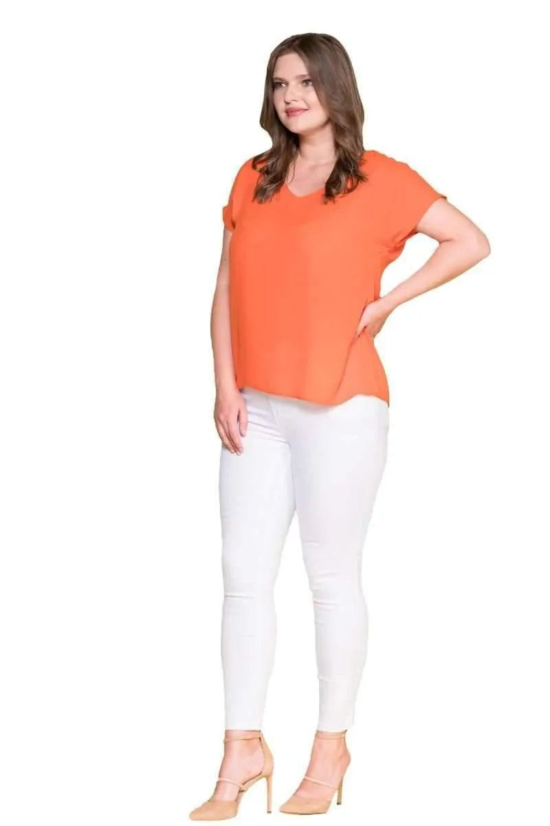 Jessica Plus Size Crepe Blouse with V-Neck and Back Detail - Office & Daily - Image 18