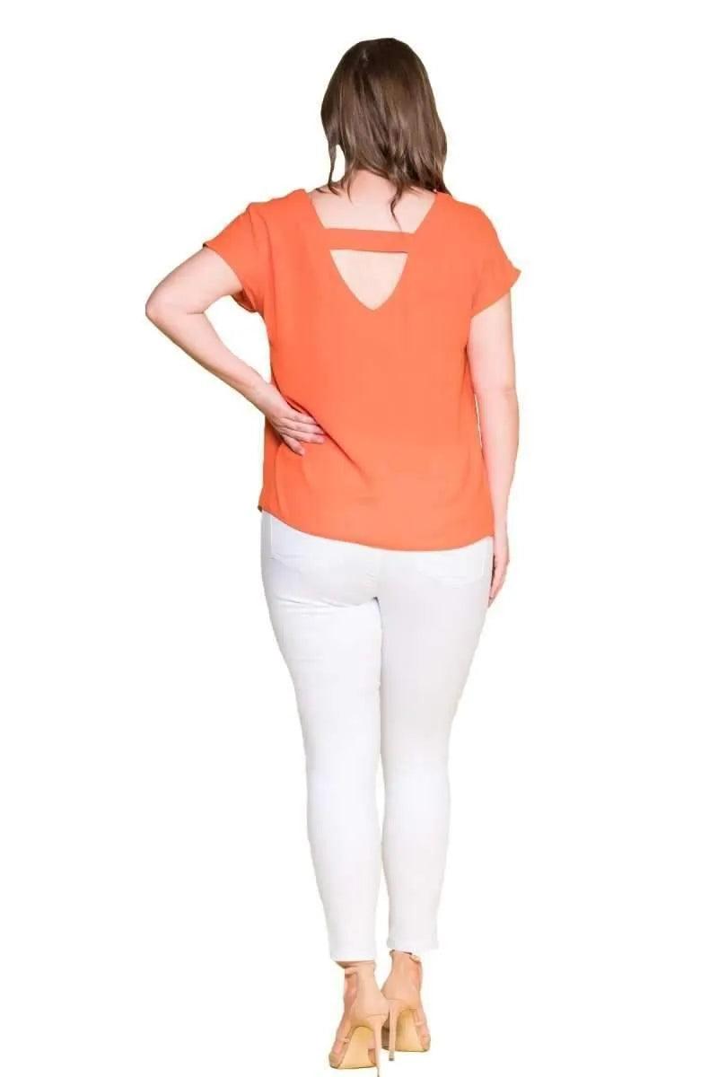 Jessica Plus Size Crepe Blouse with V-Neck and Back Detail - Office & Daily - Image 19