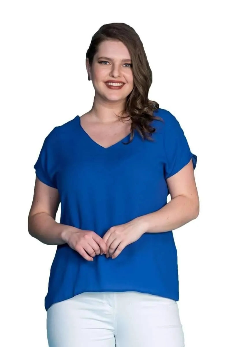 Jessica Plus Size Crepe Blouse with V-Neck and Back Detail - Office & Daily - Image 20